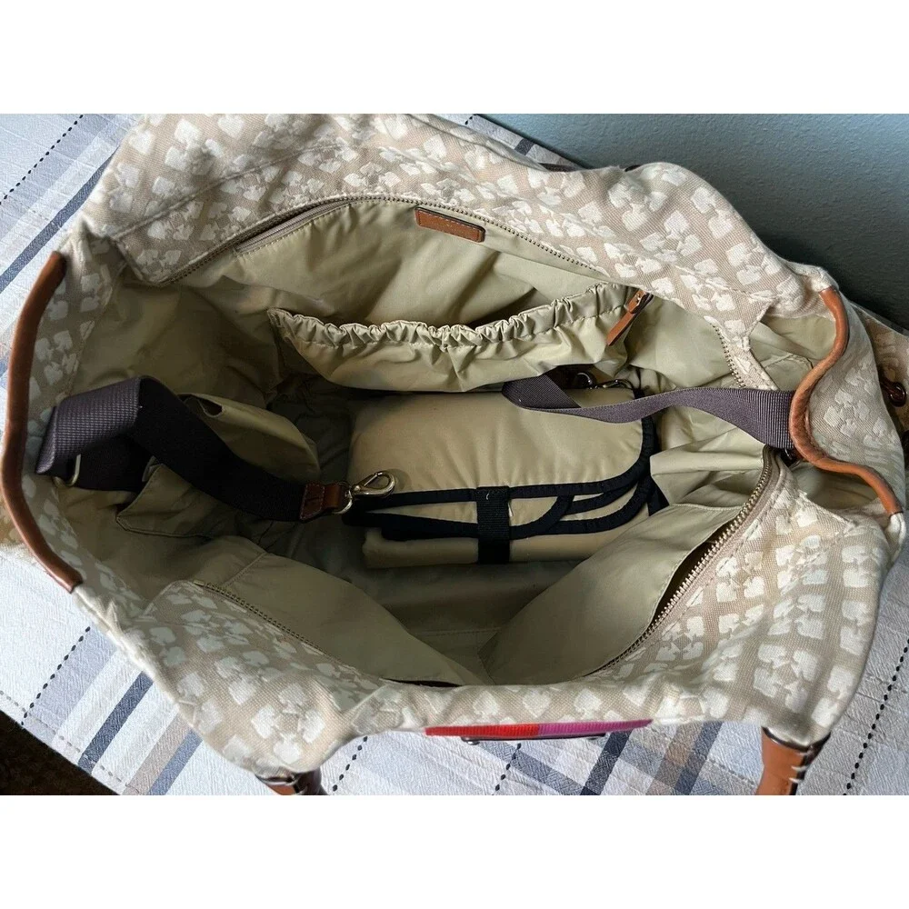 Kate Spade New York Stevi Classic Stucco Canvas & Leather Large Tote/Diaper Bag
